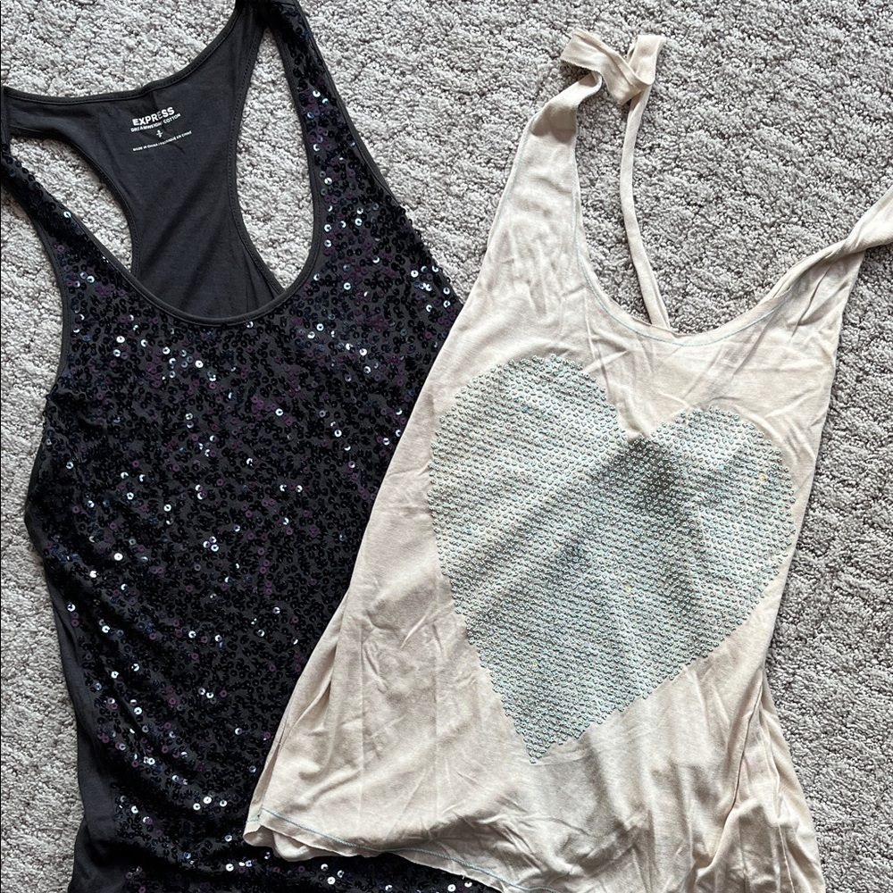 Bundle! Express and The Clas-sic Sequin Beaded Tanks sz S